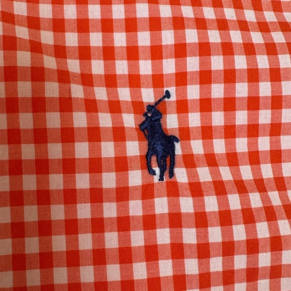 Vintage Ralph‎ Lauren Gingham Shirt XL Orange Check Button Down Preppy Classic - Picture 1 of 7